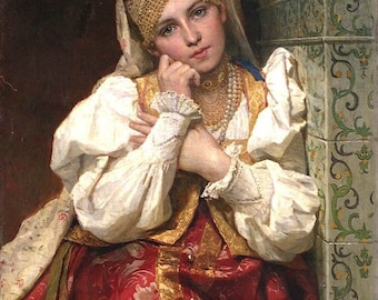 Bojar Woman - Cross stitch pattern, pdf format, Delivered by email, Firs Sergeyevich Zuravlev, Art cross stitch