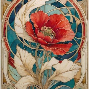 Art Nouveau-stijl bloemen 5 - kruissteekpatroon, pdf-formaat, bezorgd per e-mail, art nouveau-kruissteek, bloemen kruissteek