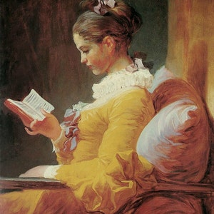 Young Girl Reading - Cross stitch pattern, pdf format, Delivered by email, Jean Honoré Fragonard, Art cross stitch