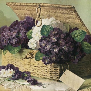 Mand met seringen - kruissteekpatroon, pdf-formaat, geleverd per e-mail, Paul de Longpre, kruissteek bloemen, kruissteek seringen