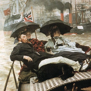 The Thames - Cross stitch pattern, pdf format, Delivered by email, James Tissot, Art cross stitch, Cross stitch art