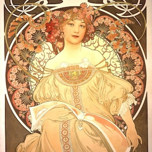 Reverie - Cross stitch pattern, pdf format, Delivered by email, Alfons Mucha, Art Nouveau cross stitch, Art cross stitch