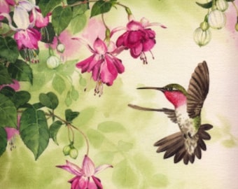 Kolibri mit Blumen - Kreuzstich Stickmuster, PDF Format, per email geliefert, Kolibris Kreuzstich, Blumen Kreuzstich