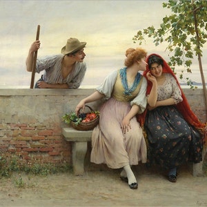 Pettegolezzi - Schema punto croce, formato pdf, Consegna via email, Eugene de Blaas, Punto croce artistico