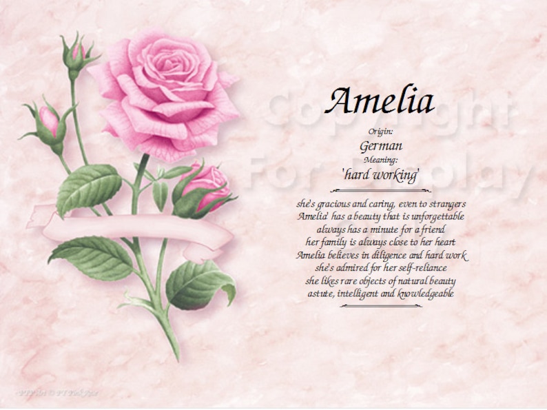 First Name Meaning Red Rose Etsy