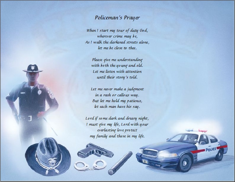 Policeman's Prayer Poem Etsy