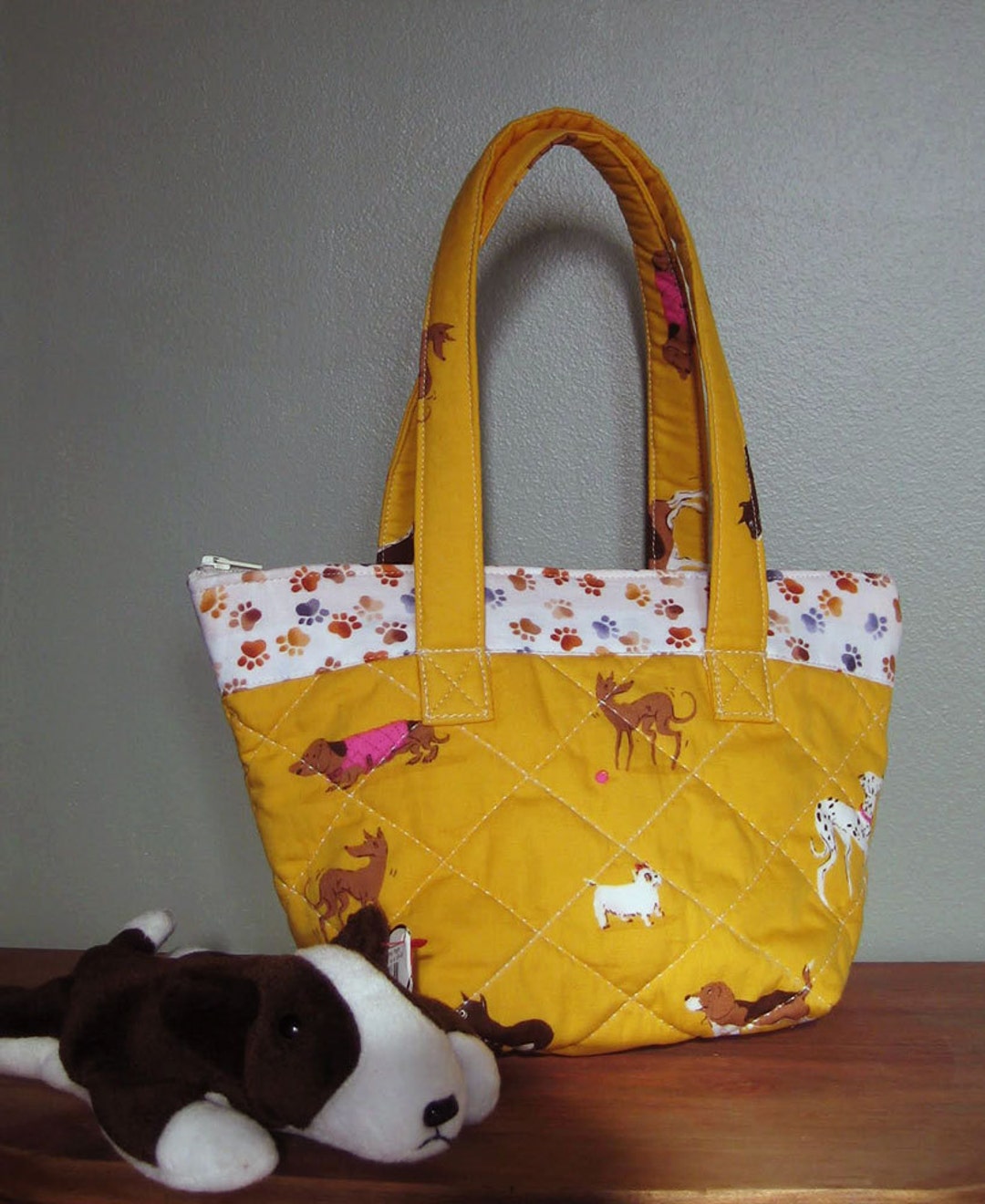 Little Girl's First Purse Heather Ross Dog Fabric With Paw Print Border Etsy