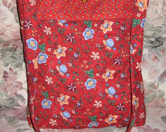 Red Quilted Floral Messenger Bag - made from vintage fabric!!