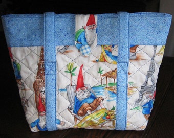 World Traveling Gnome - Light Blue Trimmed (Diaper, Weekend, Travel) Bag