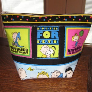 Happiness is For Everyone Classic Peanuts Cosmetics Case w/Polka Dot Border