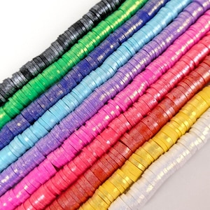 6 mm Heishi beads strand with lacquer shimmer Article 278-287