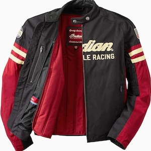 Indian Motorcycle Jacket Textile Flat Track Racing Riding Jacket With Embroidery Patterns For Men