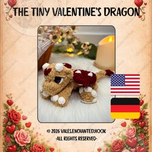 Ember the tiny Valentine’s Dragon-Ember der kleine Valentins Drache-Amigurumi Pattern-Dragon Amigurumi-Pattern Dragon