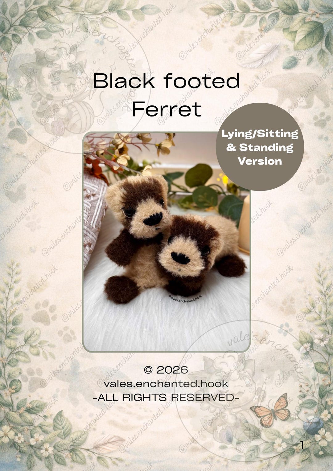 Black Footed Ferret-amigurumi Pattern-ferret Amigurumi-pattern Ferret ...