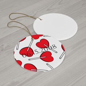 Enfeite de cerâmica em formato de pirulito de coração, formato de estrela, lembrança personalizável para o Dia dos Namorados, feriados, presentes, decoração para casa, árvore de Natal