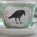 Pink, Green or Blue and Gold Raven Teacup and Saucer Set, Bird Teacup, Raven Cup, Crow Teacup, Bird Teacup