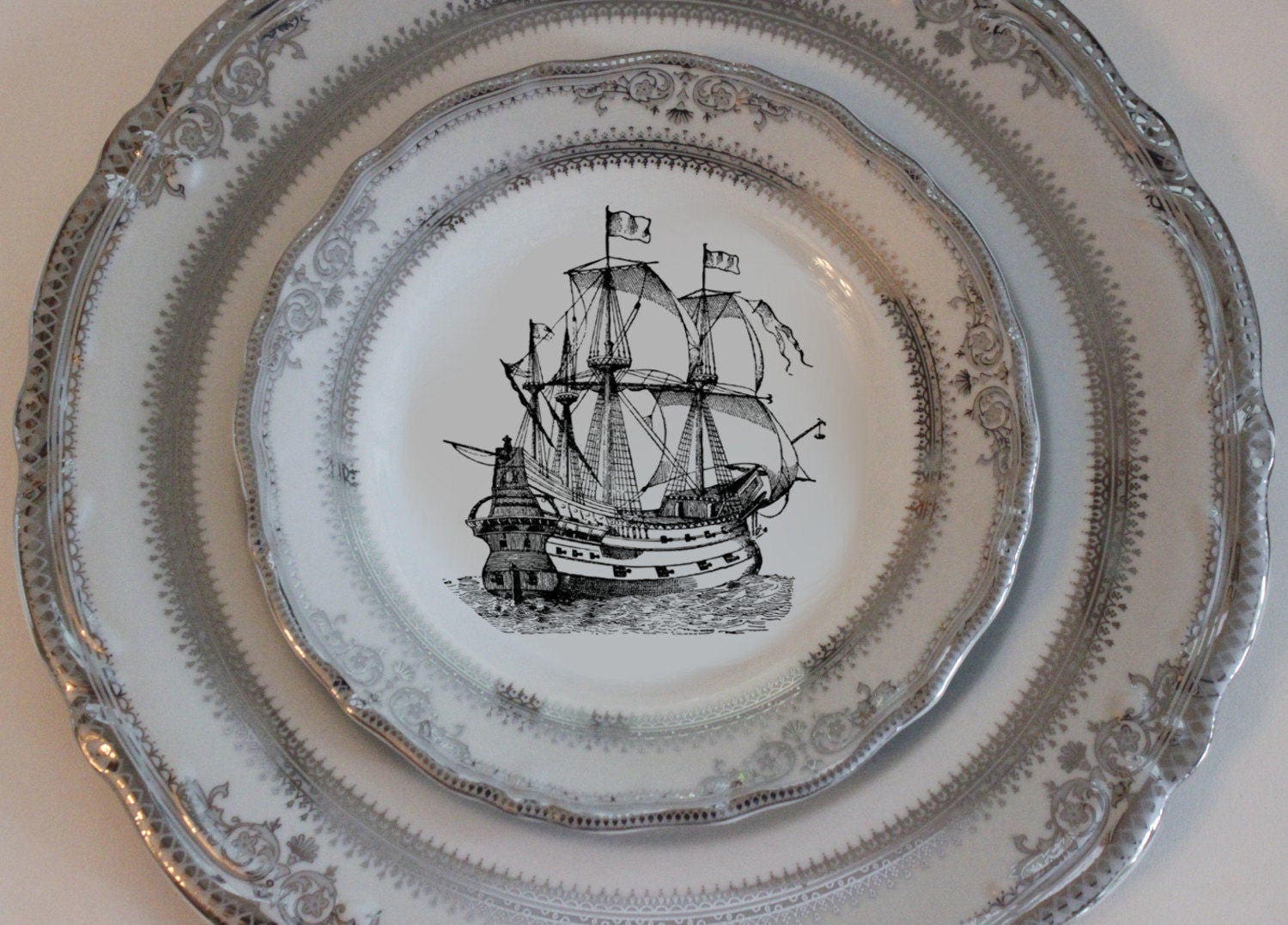 Nautical Plate Ship Plate Sail Boat Plate Sea Plate Very Etsy