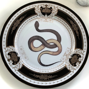 Porcelain snake cup and saucer set or Plate. Food safe and durable, porcelain.