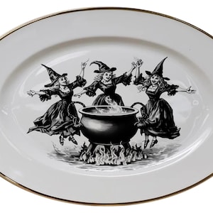 Halloween Witches Platter, 15.5", Foodsafe, Durable, Porcelain