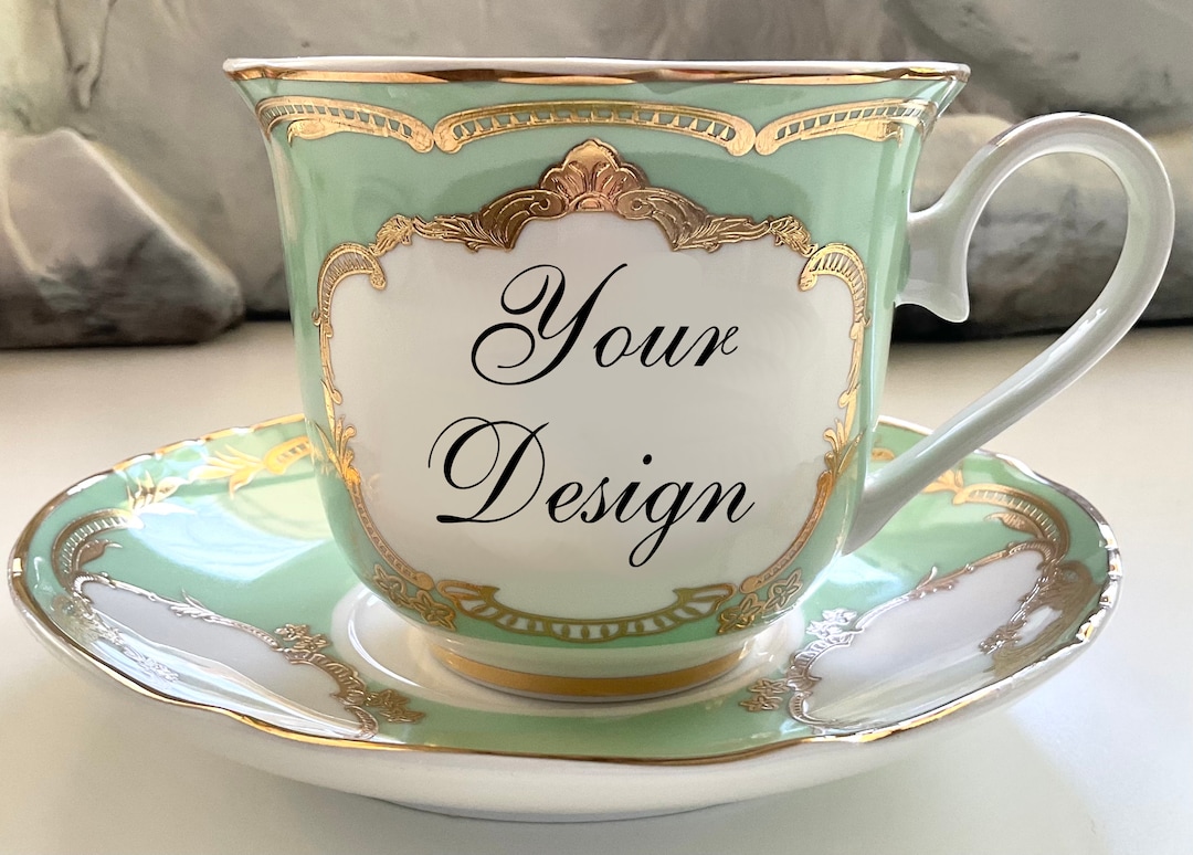 Custom Green, Pink or Blue Teacup, 8 Ounces. Foodsafe and