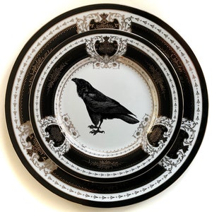 Beautiful Black Crow Teacup and Saucer Set, 8 Ounces, Food Safe and Durable, Porcelain. image 6