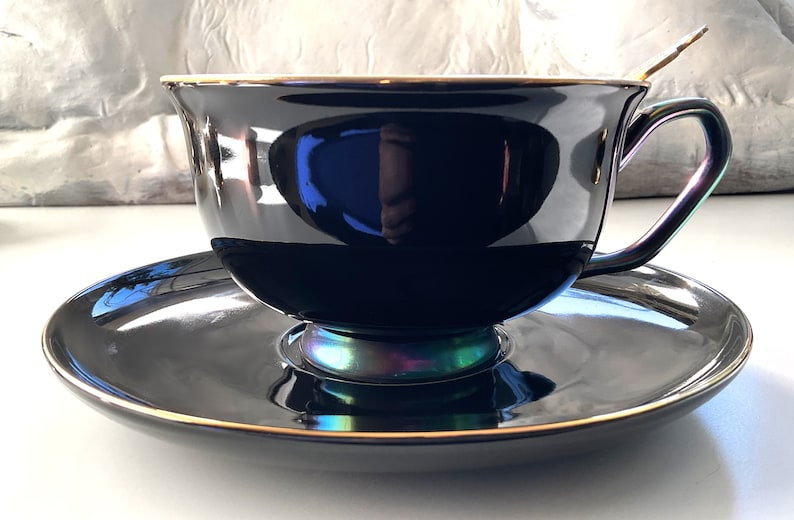 LARGE CAPACITY Patina Black and Gold Tea Set Crow Tea/coffee Etsy