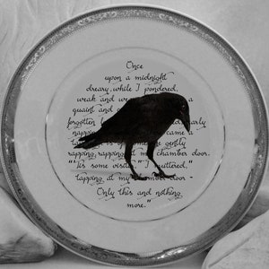 ENVÍO GRATIS - Juego de taza y platillo de cuervo de Edgar Allan Poe, de porcelana, plateado. Apto para alimentos y duradero.