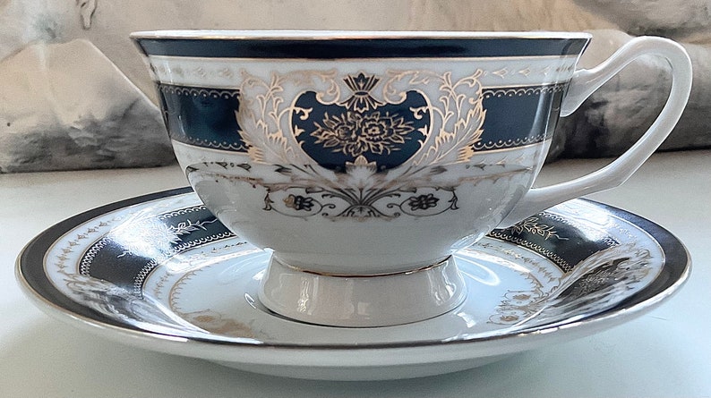 Beautiful Black Crow Teacup and Saucer Set, 8 Ounces, Food Safe and Durable, Porcelain. image 4