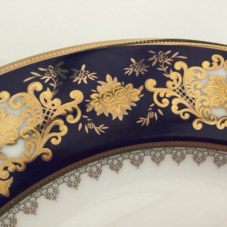 Raised Blue /& Gold Floral Rib Cage Plate Available Without Flowers or Teacup Set FREE SHIPPING Foodsafe Dishwasher Safe