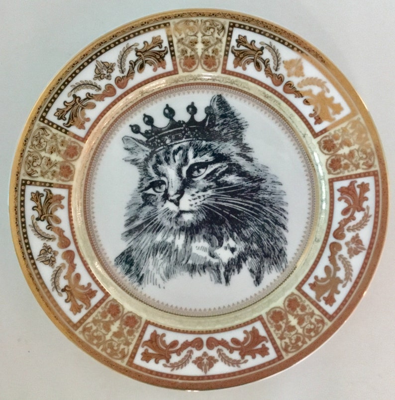Raised Gold Cat Plate Cat Dinnerware Dish Foodsafe Etsy