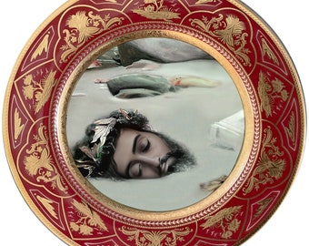 Gustave Courtois - Death of Orpheus. Porcelain Dinner Plate, 10.5". Food Safe and Durable.