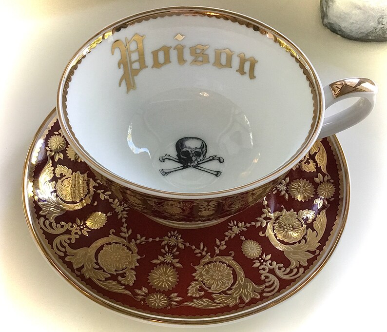 22k Gold Rust Red Poison Teacup & Saucer Set 8 Etsy