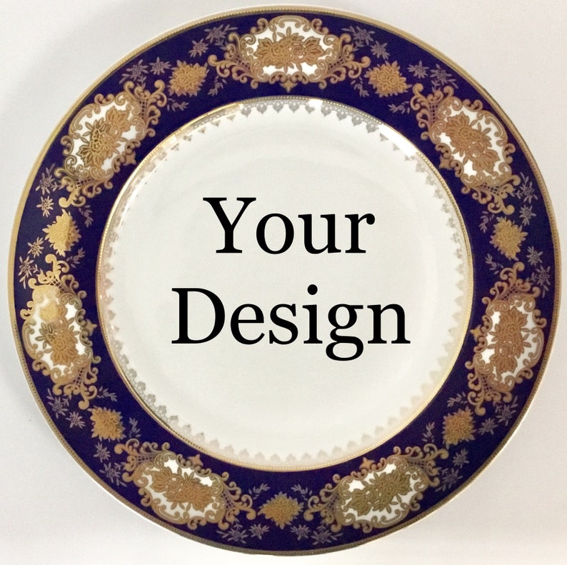 Raised Blue /& Gold Floral Rib Cage Plate Available Without Flowers or Teacup Set FREE SHIPPING Foodsafe Dishwasher Safe