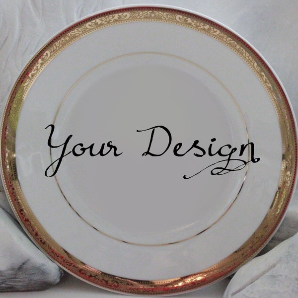 Custom Porcelain Plate or Cup and Saucer Set, Food Safe and Durable