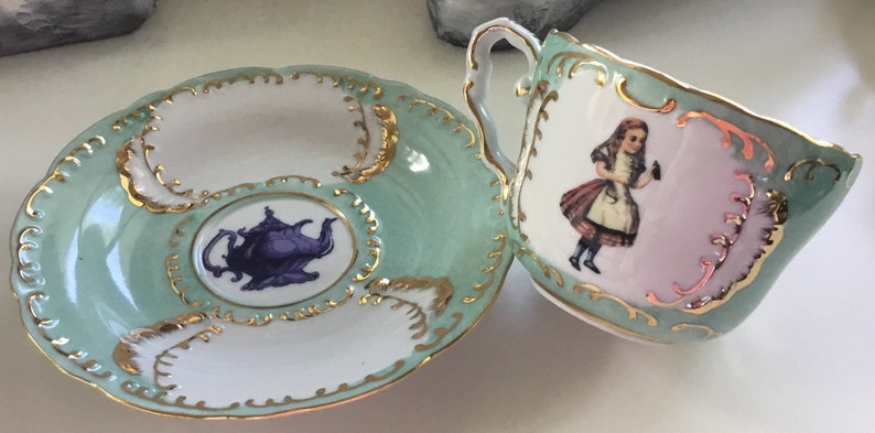 NOW IN COLOR Alice in Wonderland Teacup and Saucer Set | Etsy