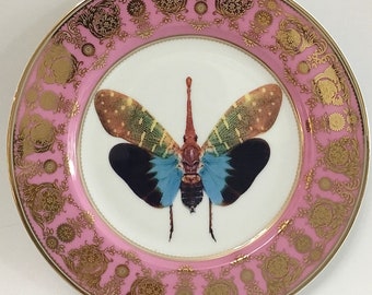 LIVRAISON GRATUITE - Magnifique assiette papillon rose et or / assiette anti-insectes, différentes tailles. Sans danger pour les aliments, extrêmement durable