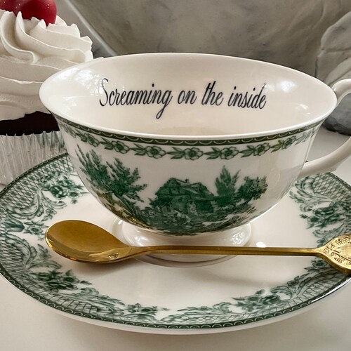 Yes Yes We Are. Lovely Green Funny Teacup and Saucer Set 8 Etsy