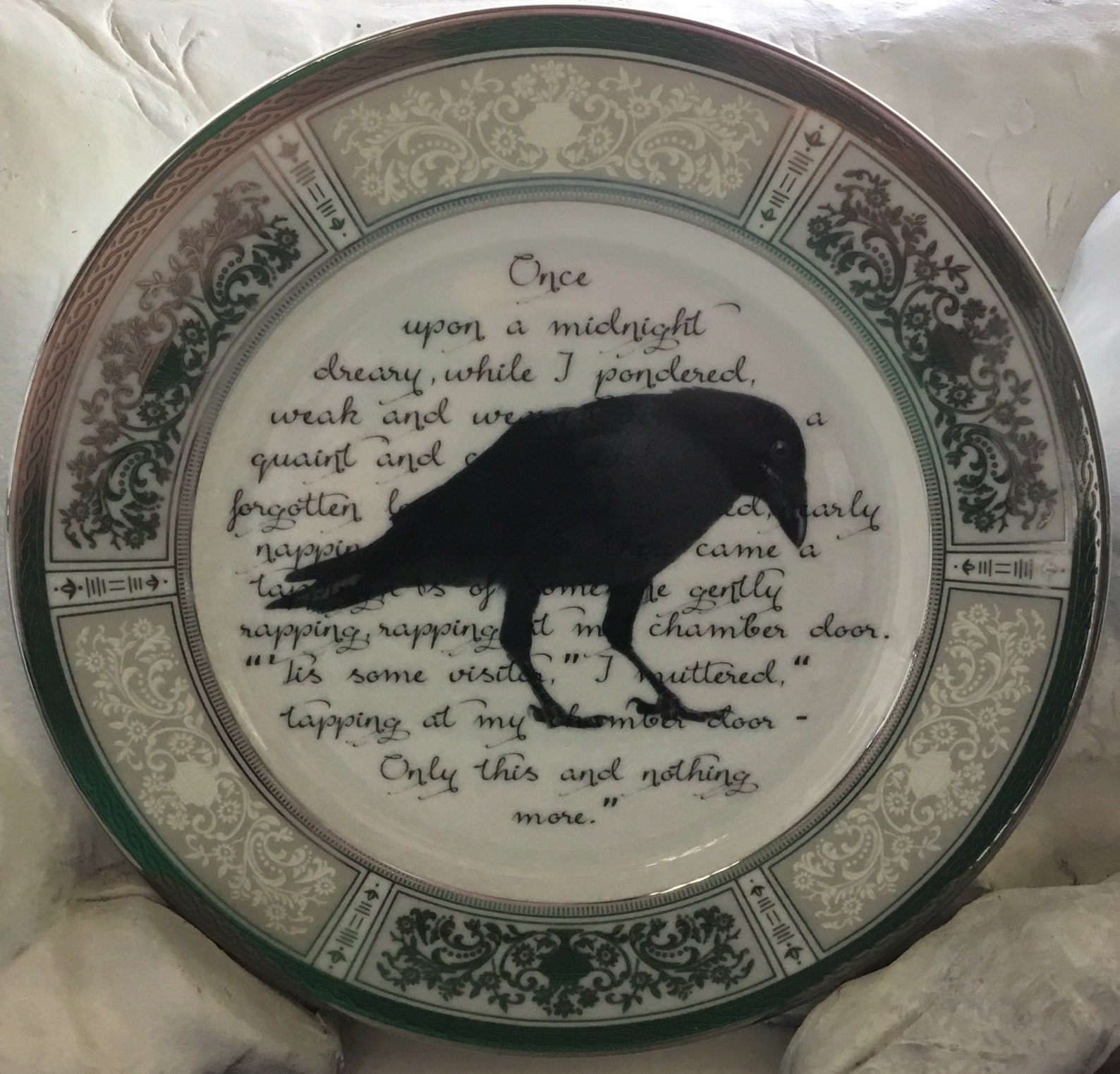 Silver Edgar Allan Poe Raven Plate Salad or Dinner Etsy