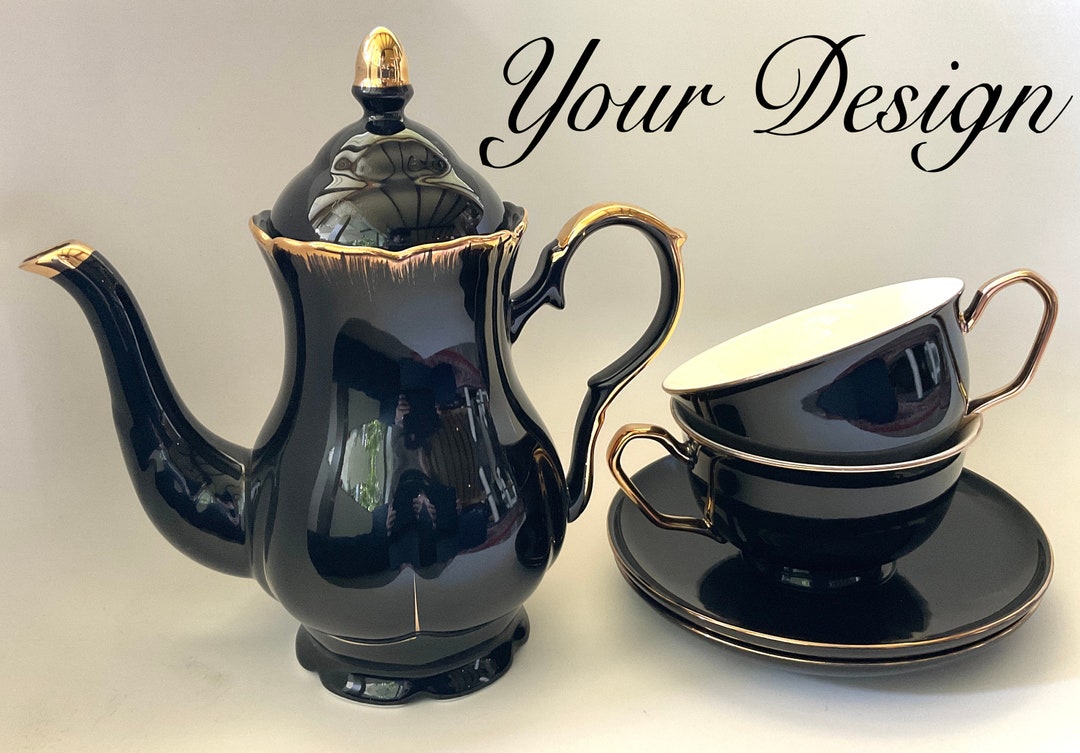 Custom Tea Set for Two Extra Large Size Black and Etsy