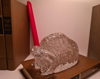 Kosta Art Glass Buffalo Sculpture: Signed Scandinavian Design