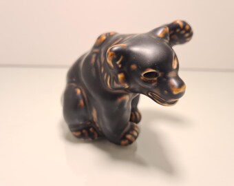 Royal Copenhagen Bear Cub Figurine | Knud Kyhn Danish Stoneware Art Pottery