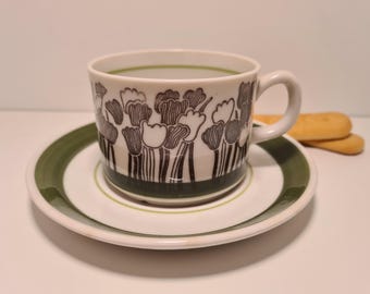 Gefle Tulpan Cup and Saucer: Vintage Mid-Century Scandinavian Pottery