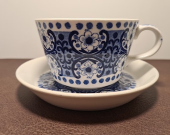 Vintage Arabia Finland "Ali" Cup & Saucer – Blue Floral Design - Finland