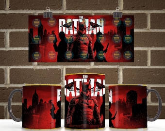 Dark Knight Hero 11oz 15oz Mug Wrap PNG | Comic Superhero Coffee Mug Seamless Sublimation Design | Digital Download File