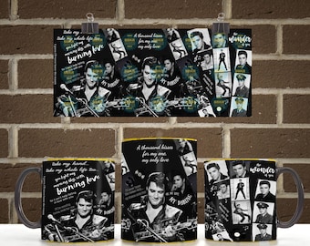 Retro Rock Singer 11oz 15oz Mug Wrap PNG | Vintage Music Coffee Mug Seamless Sublimation Design | Digital Download PNG File