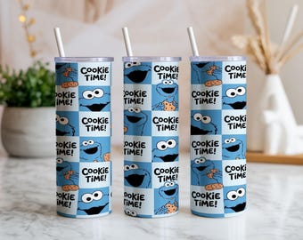 Koekjesmonster 20oz bekerverpakking, png | Sublimatieontwerp dambord voor koekjestijd | Digitale download voor kindersnack