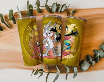 Looney Style Bunny Duck Tumbler Wrap | Retro Animation PNG (Digital Download)
