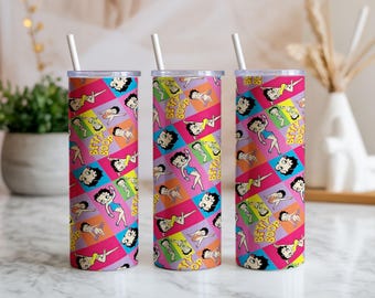 Betty Boop 20oz bekerverpakking, png | Kleurrijk pop-art-sublimatieontwerp | Digitale download retro cartoon