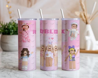 Roblox Girls Squad 20oz Tumbler Wrap Digital Download, Cute Roblox Character Party Design, Kids Gaming Sublimation PNG