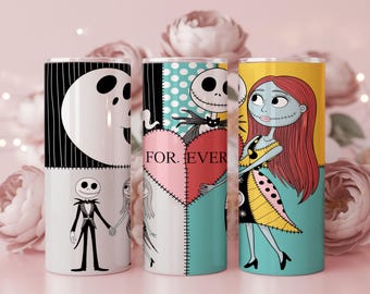 Skeleton Couple Tumbler Wrap | Gothic Halloween Heart PNG (Digital Download)